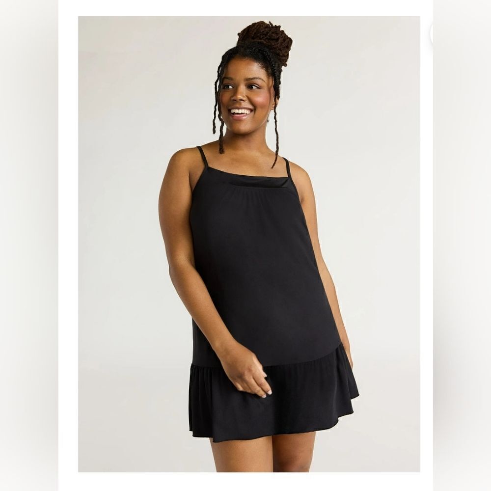 Nwt Joyspun Women's Plus Size Sleeveless Knit Chemise with Ruffle Hem, Size 3XL